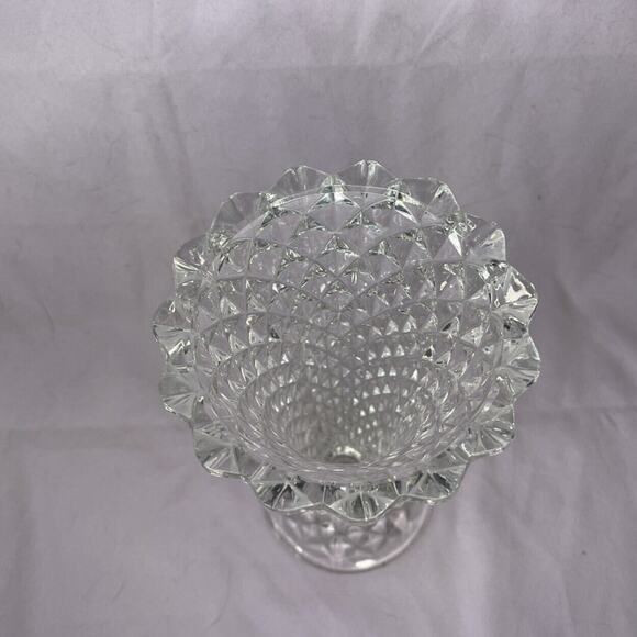 Vintage Crystal glass diamond pattern vase Art Deco - Picture 3 of 5
